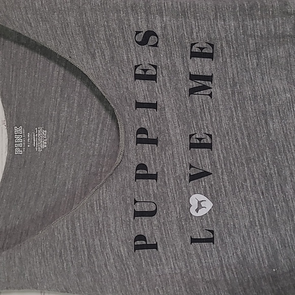 NWOT 2019 Victorias Secret PINK Oversized Puppies Love Me Heather Gray Tank Sz M - Picture 4 of 13